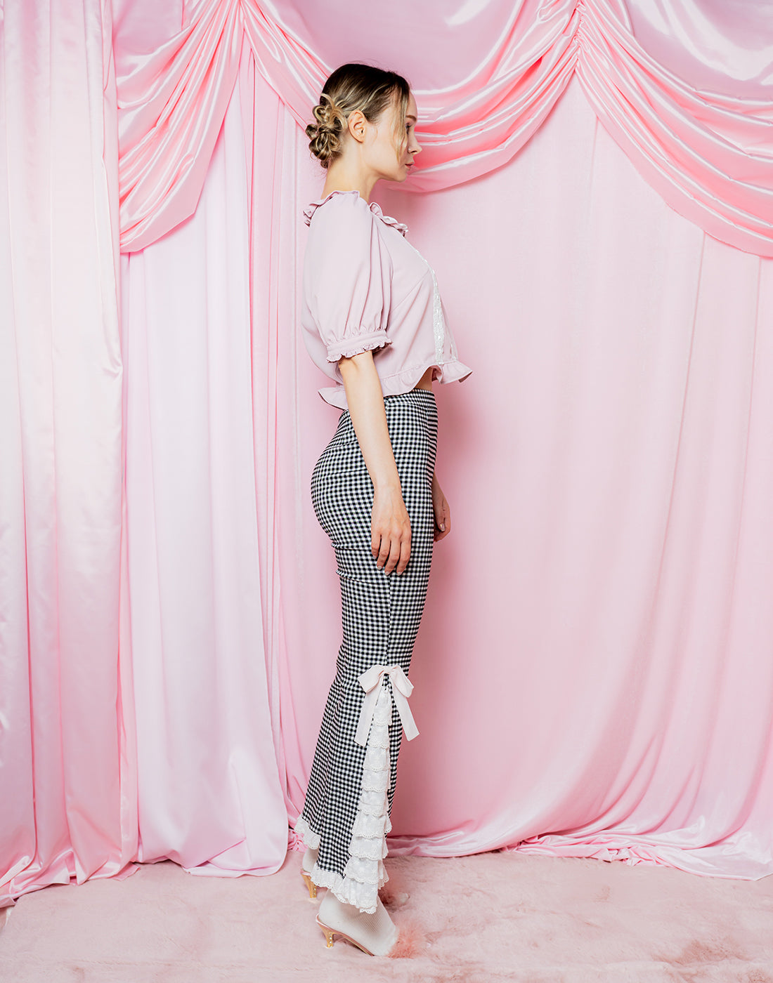 Lolime PRETTY UP Gingham checked Pants