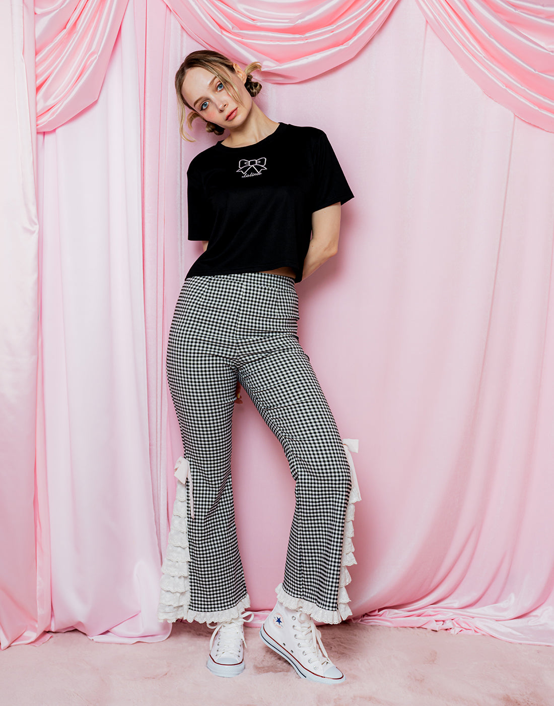 Lolime PRETTY UP Gingham checked Pants