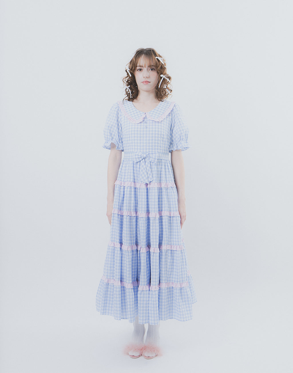 Lolime Bubble Gum Gingham Check Dress