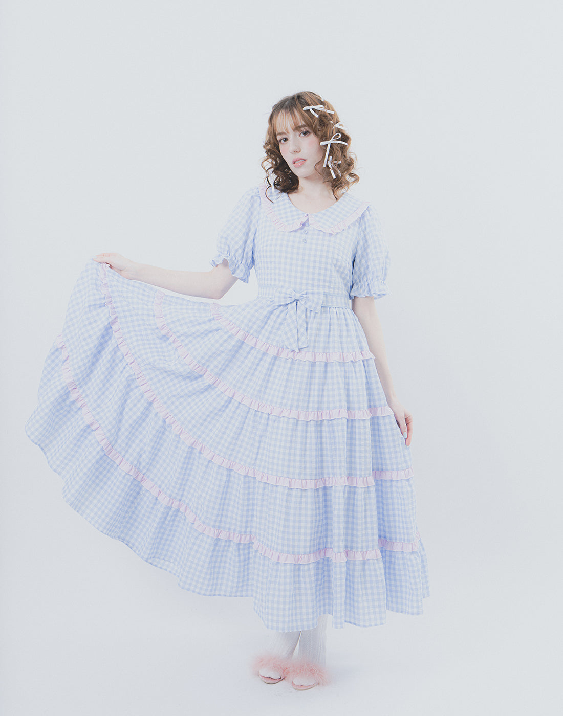 Lolime Bubble Gum Gingham Check Dress