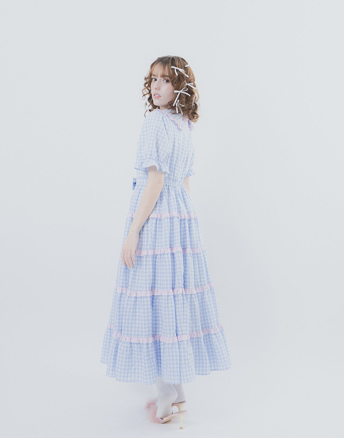 Lolime Bubble Gum Gingham Check Dress