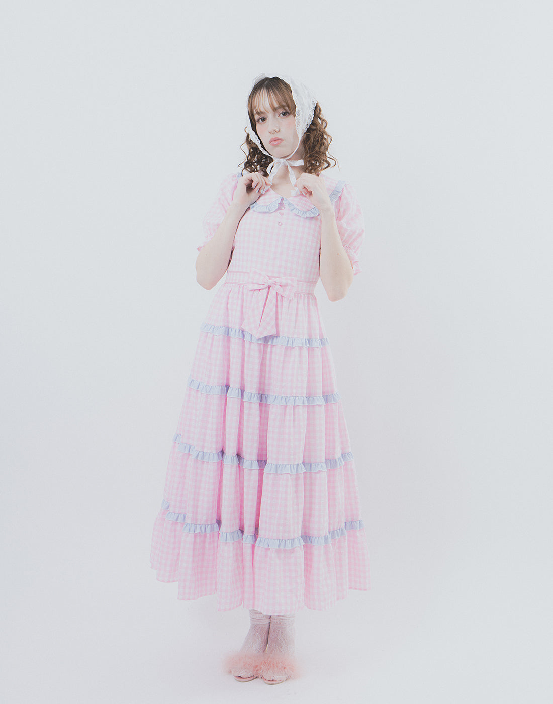 Lolime Bubble Gum Gingham Check Dress