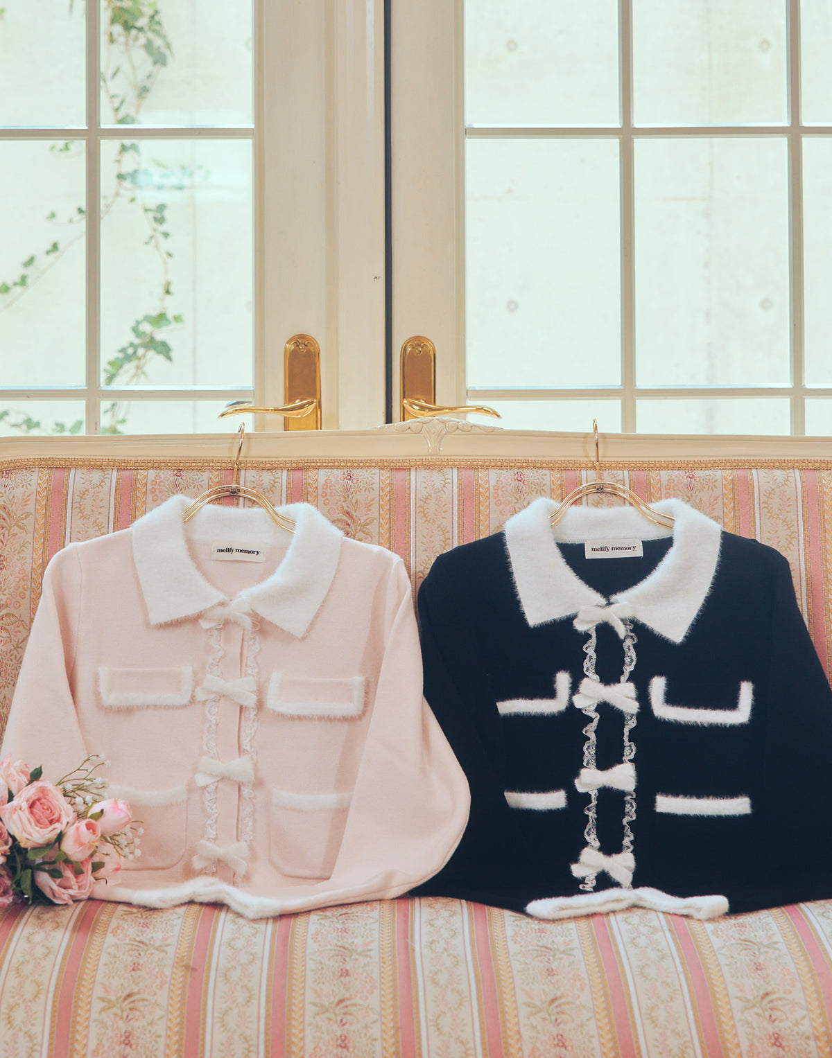 mellfy memory Ribbon melody bicolor cardigan