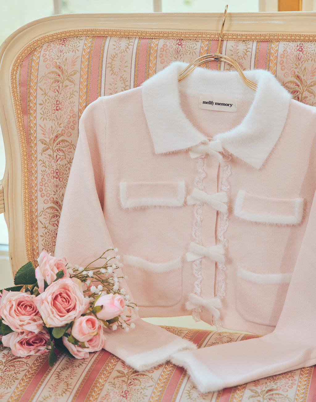 mellfy memory Ribbon melody bicolor cardigan