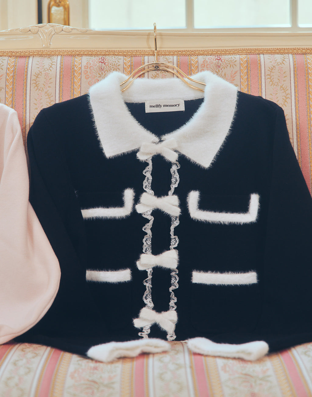 mellfy memory Ribbon melody bicolor cardigan