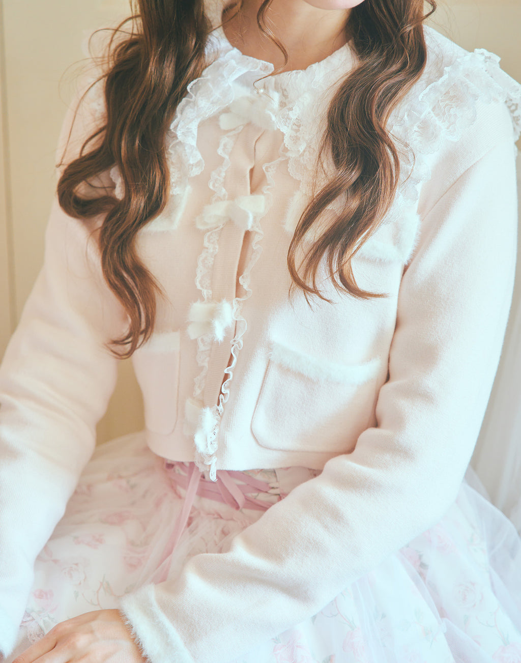 mellfy memory Ribbon melody bicolor cardigan