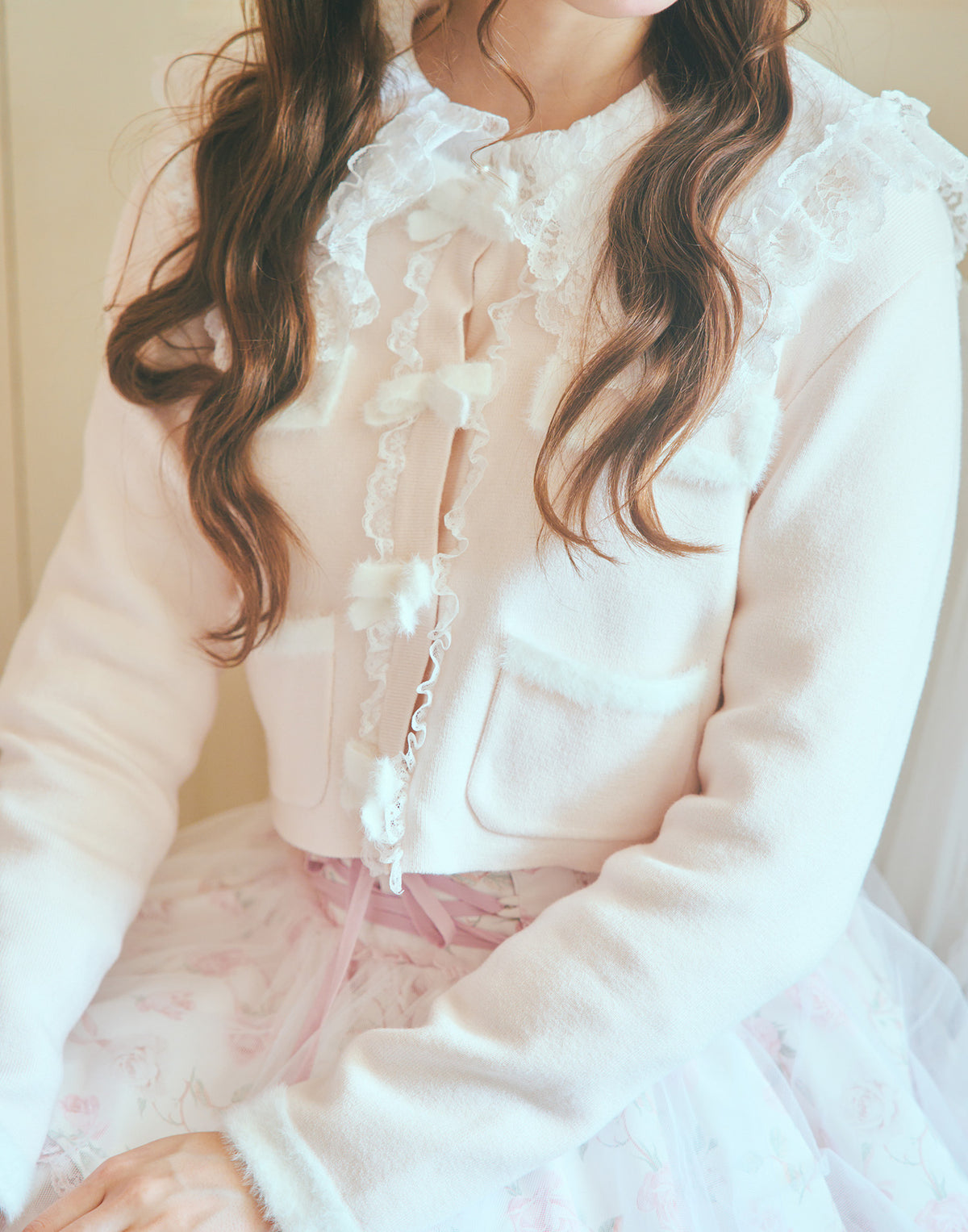 mellfy memory Ribbon melody bicolor cardigan