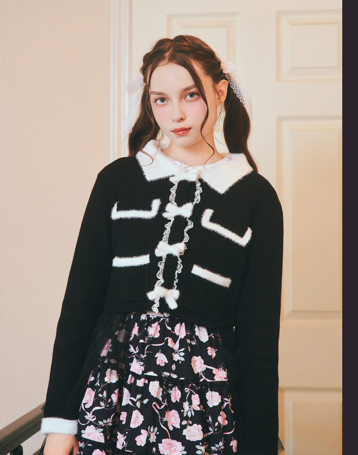 mellfy memory Ribbon melody bicolor cardigan