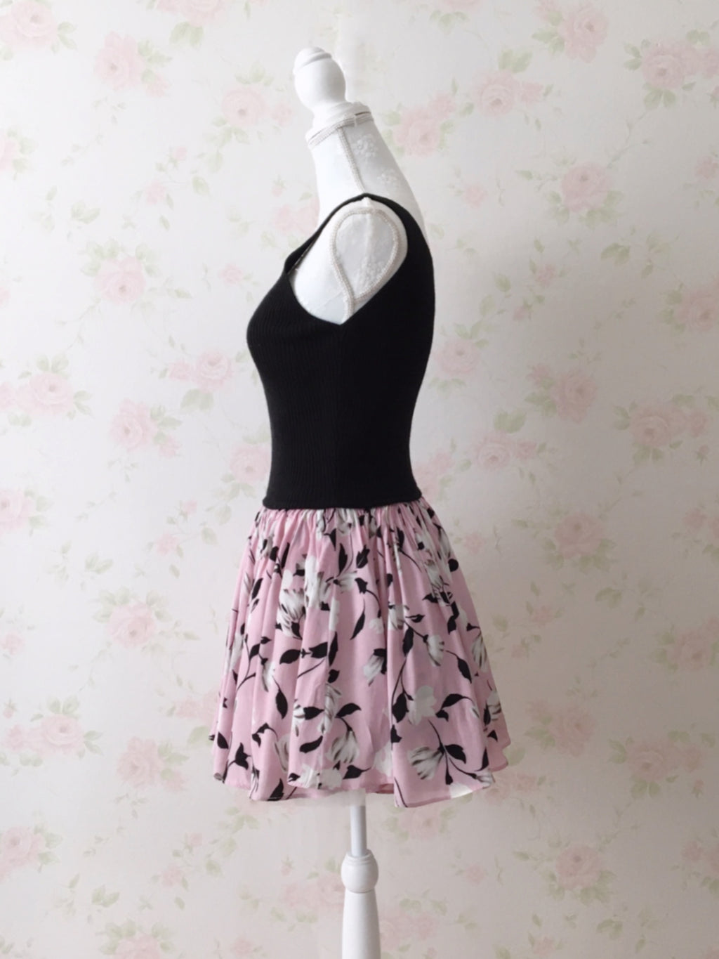 SNIDEL Knit Top Angora Mix Floral Dress