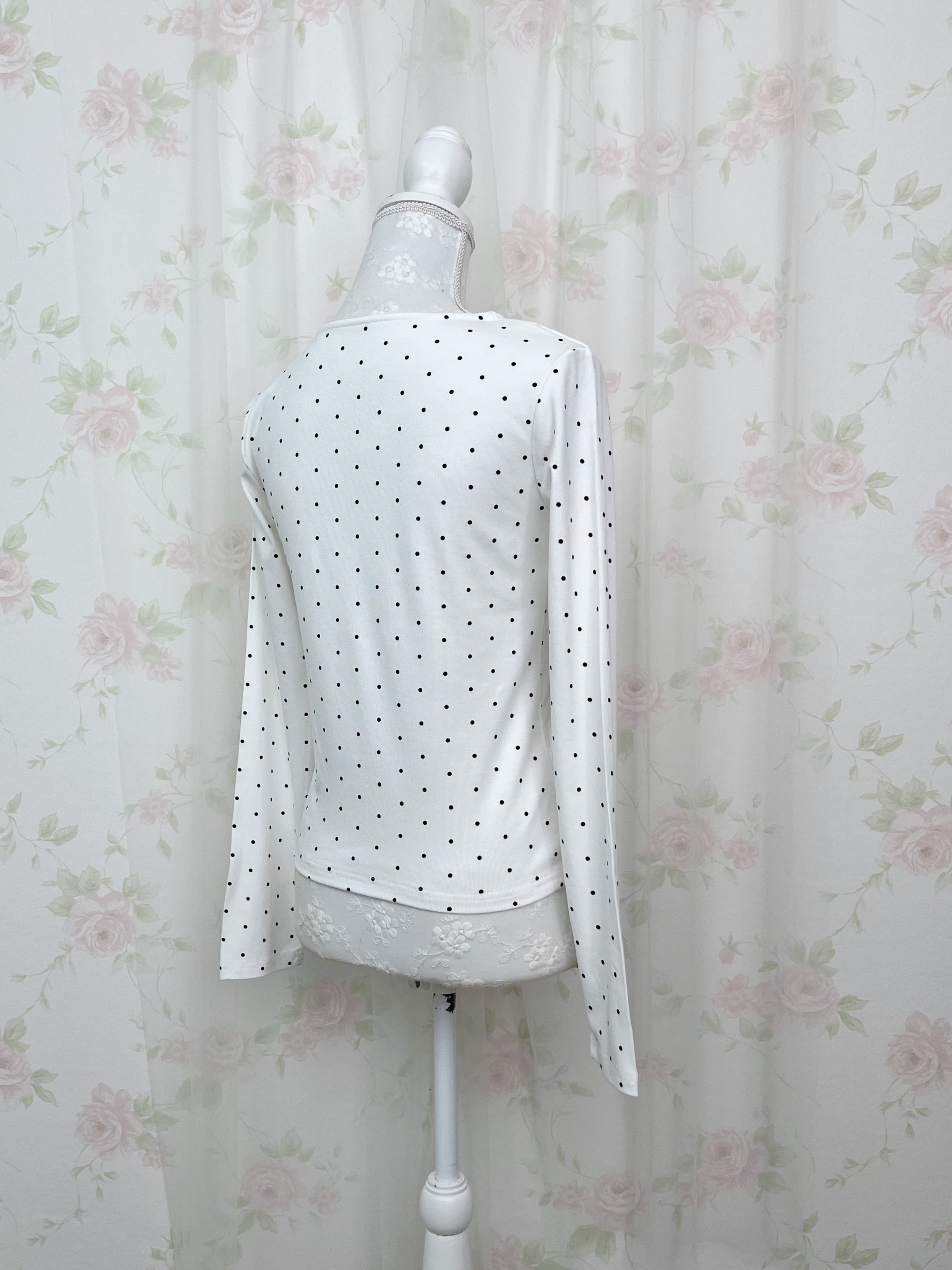 Polka Dot Halter Neck Top (White)