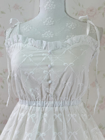 apres jour Ribbon Pattered Cotton Dress (Ivory)