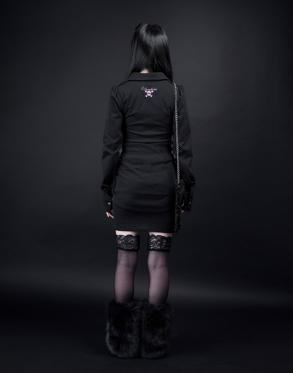 AVENCHUMU Zip-up shirt collar shirring one-piece