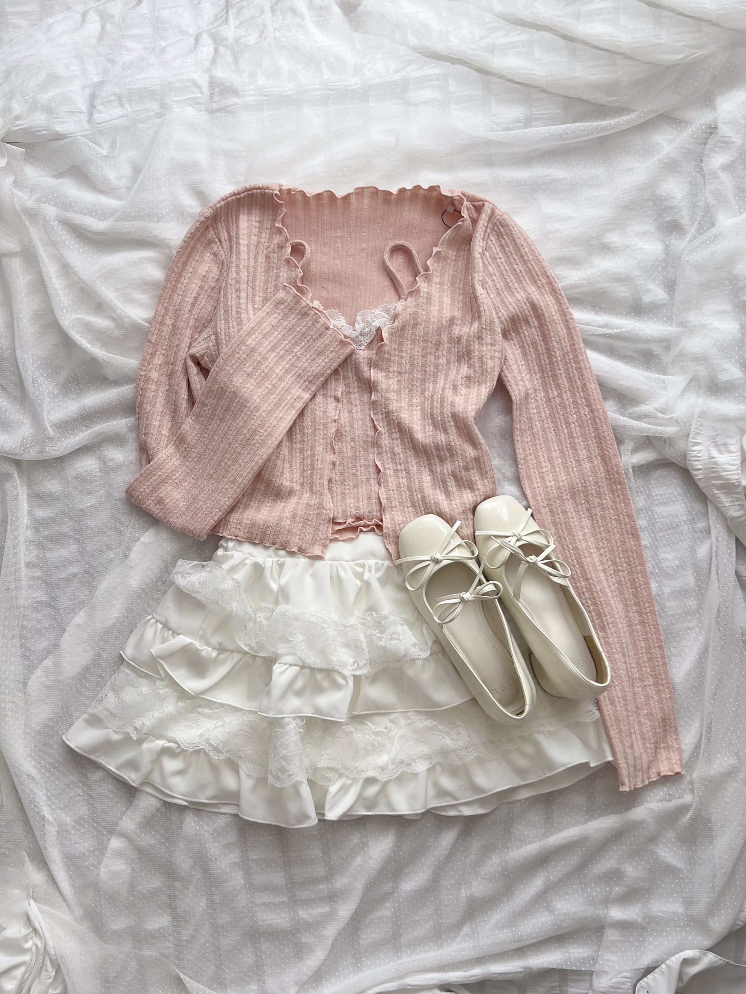 Shoujo Camisole Set Cardigan (Pink)