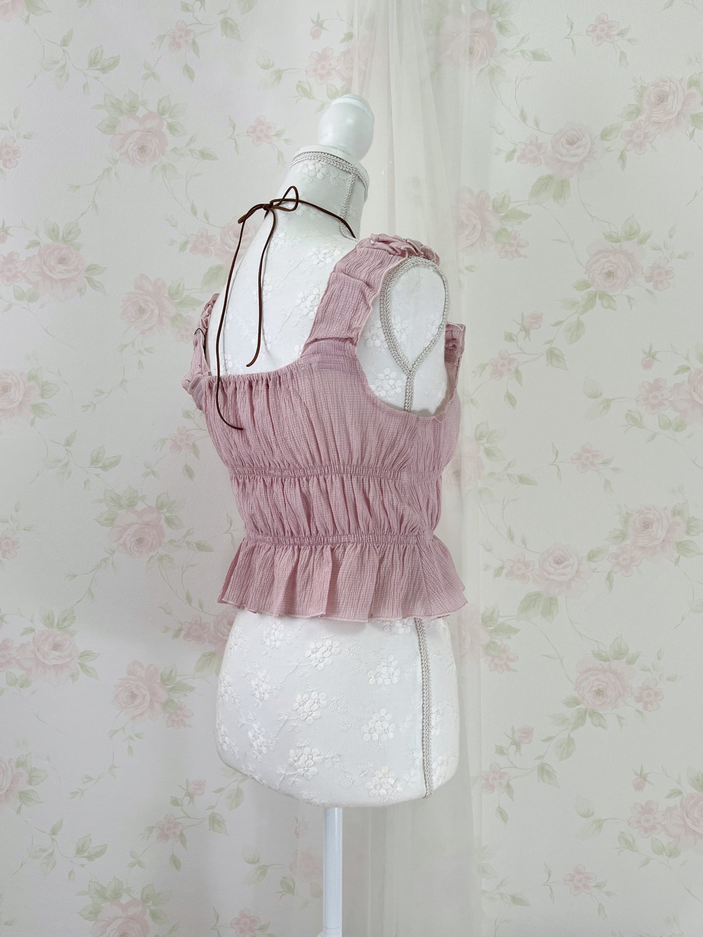 (Pre-order) MultiPal Store Original Suede Cross Shoujo Top (Pink)