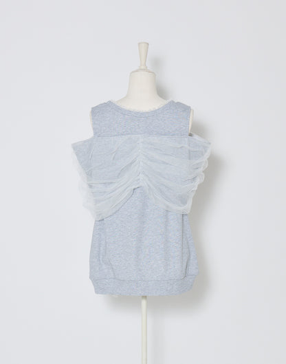 mellfy memory Tulle Ribbon Shoulder Sweat Tunic