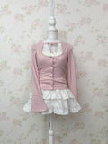 BUBBLES Milkmaid Front Lace Top (Pink)