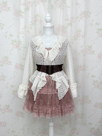 L'EST ROSE Velvet Lace Dress (Antique Pink)