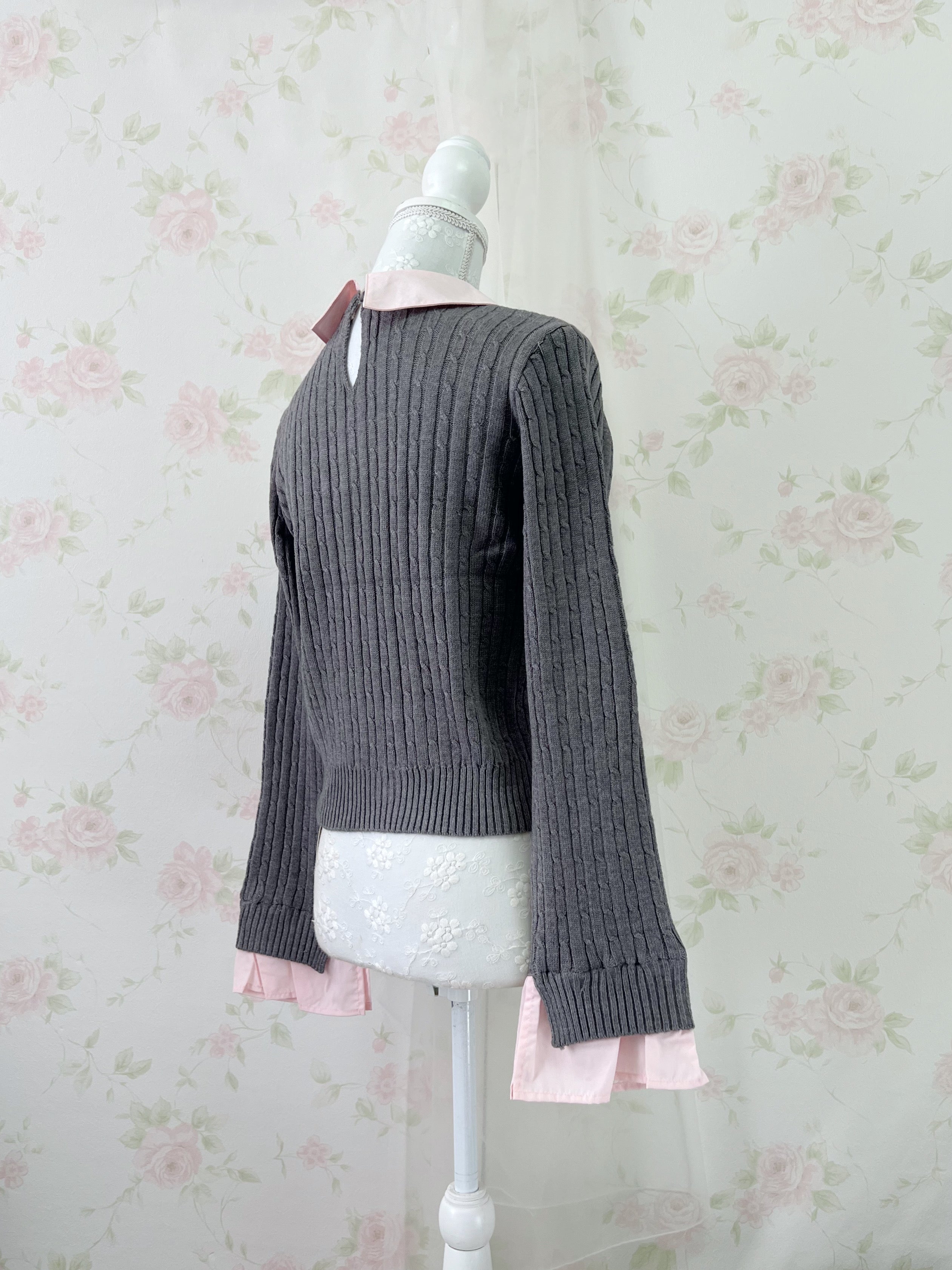 Retro Girl Layered Like Top (Gray)