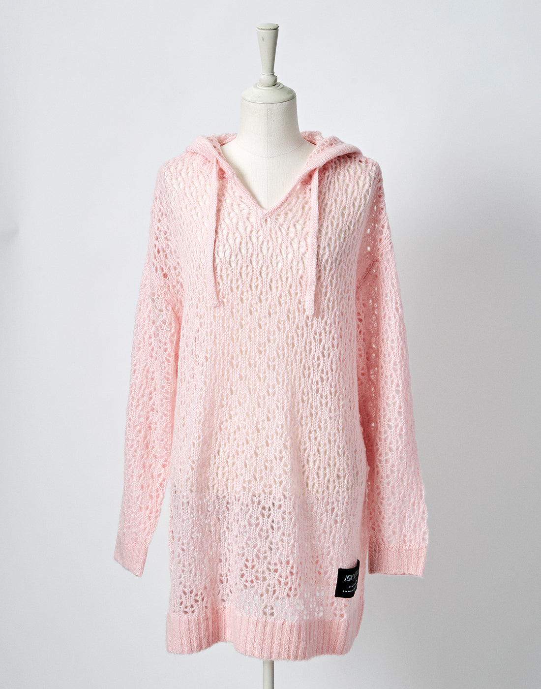 Loose mesh knit hoodie