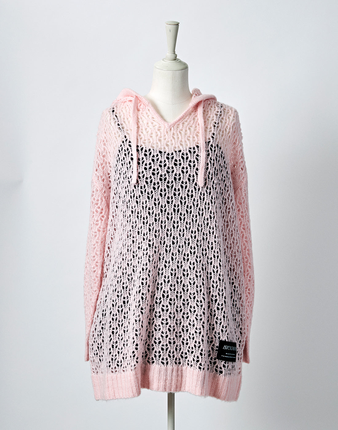 Loose mesh knit hoodie