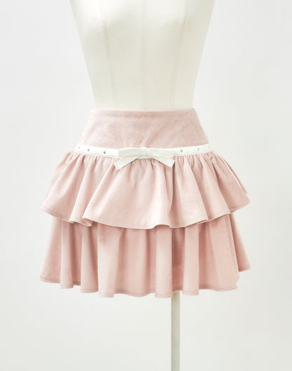 Leather line tiered skirt