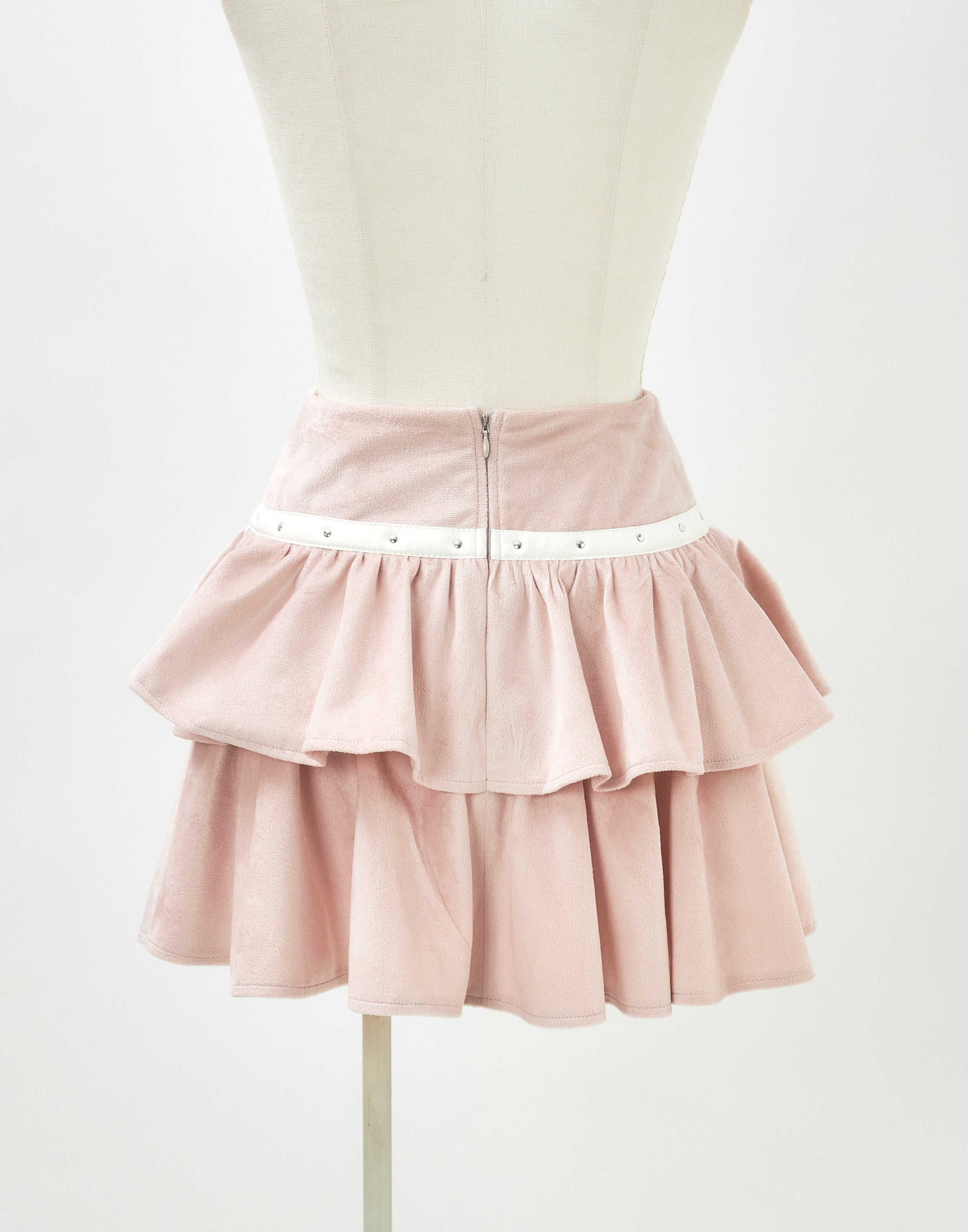 Leather line tiered skirt