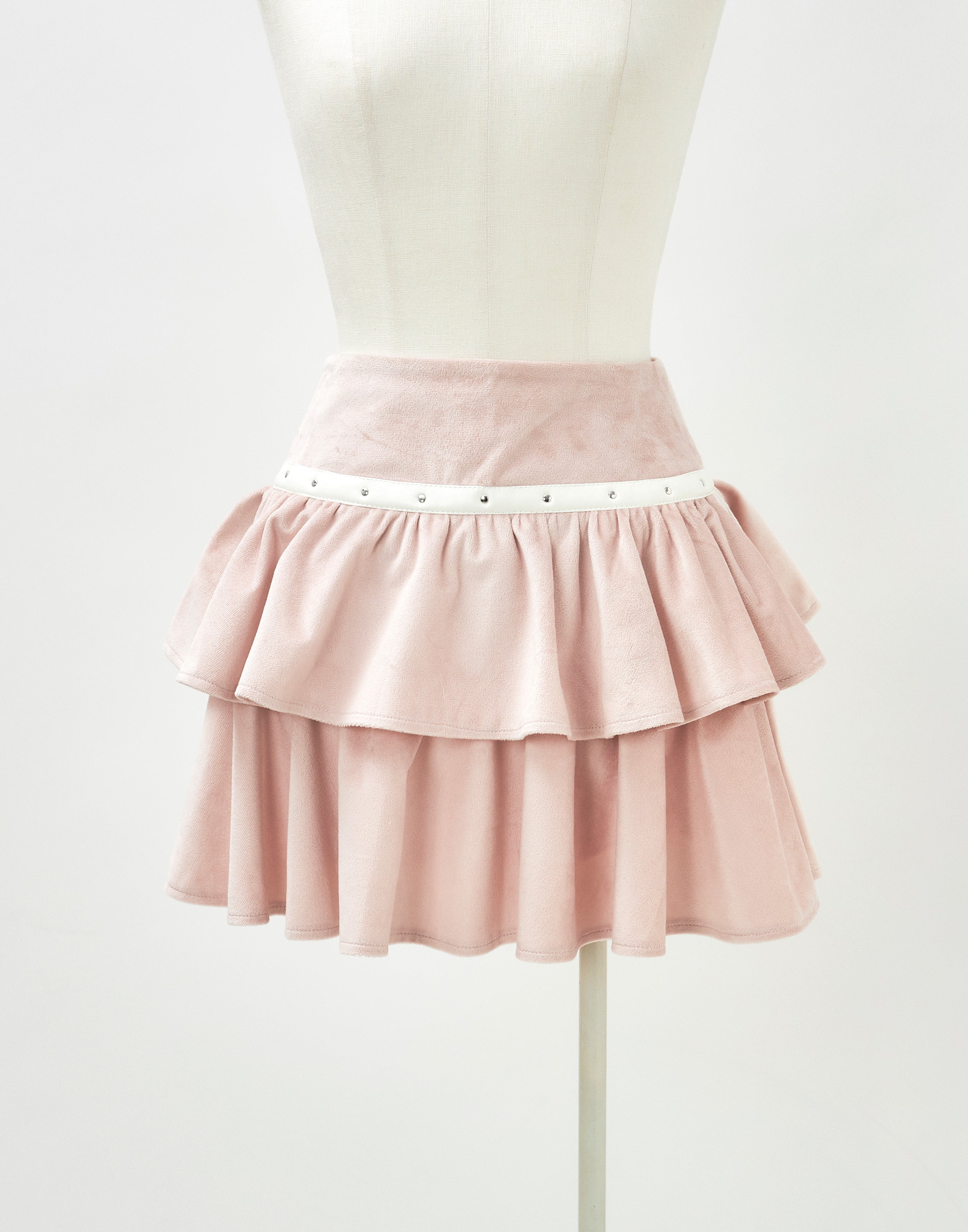 Leather line tiered skirt