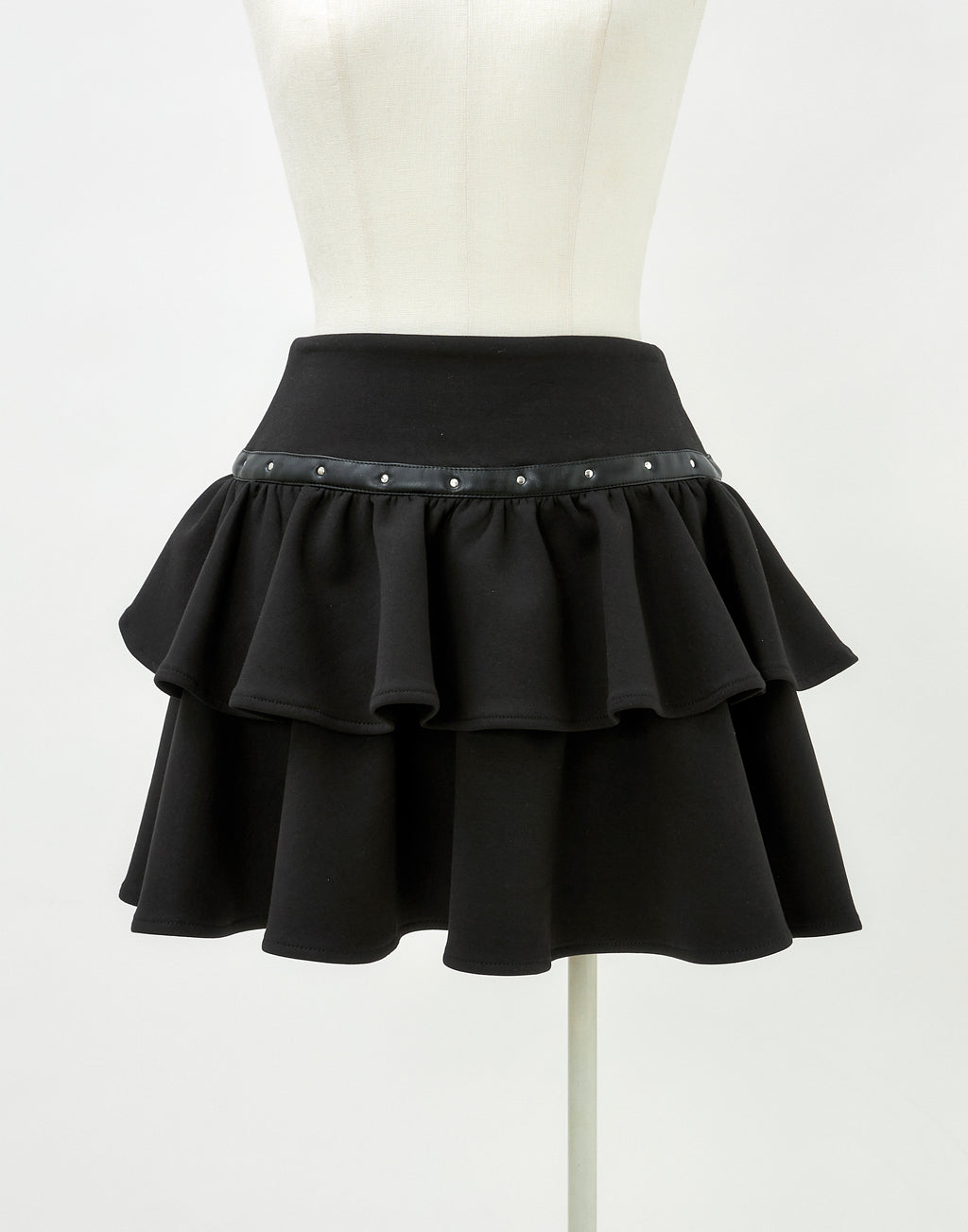 Leather line tiered skirt