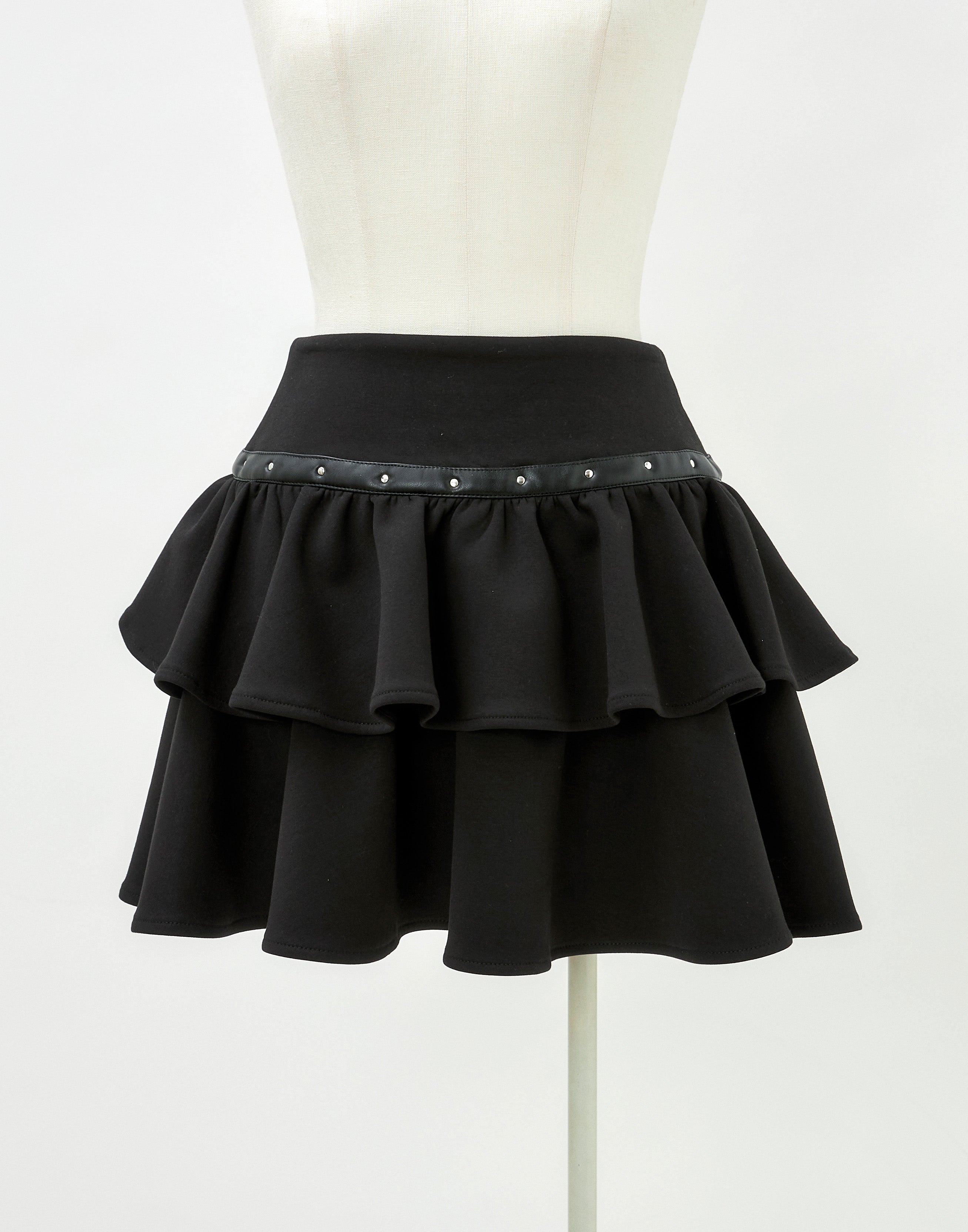 Leather line tiered skirt