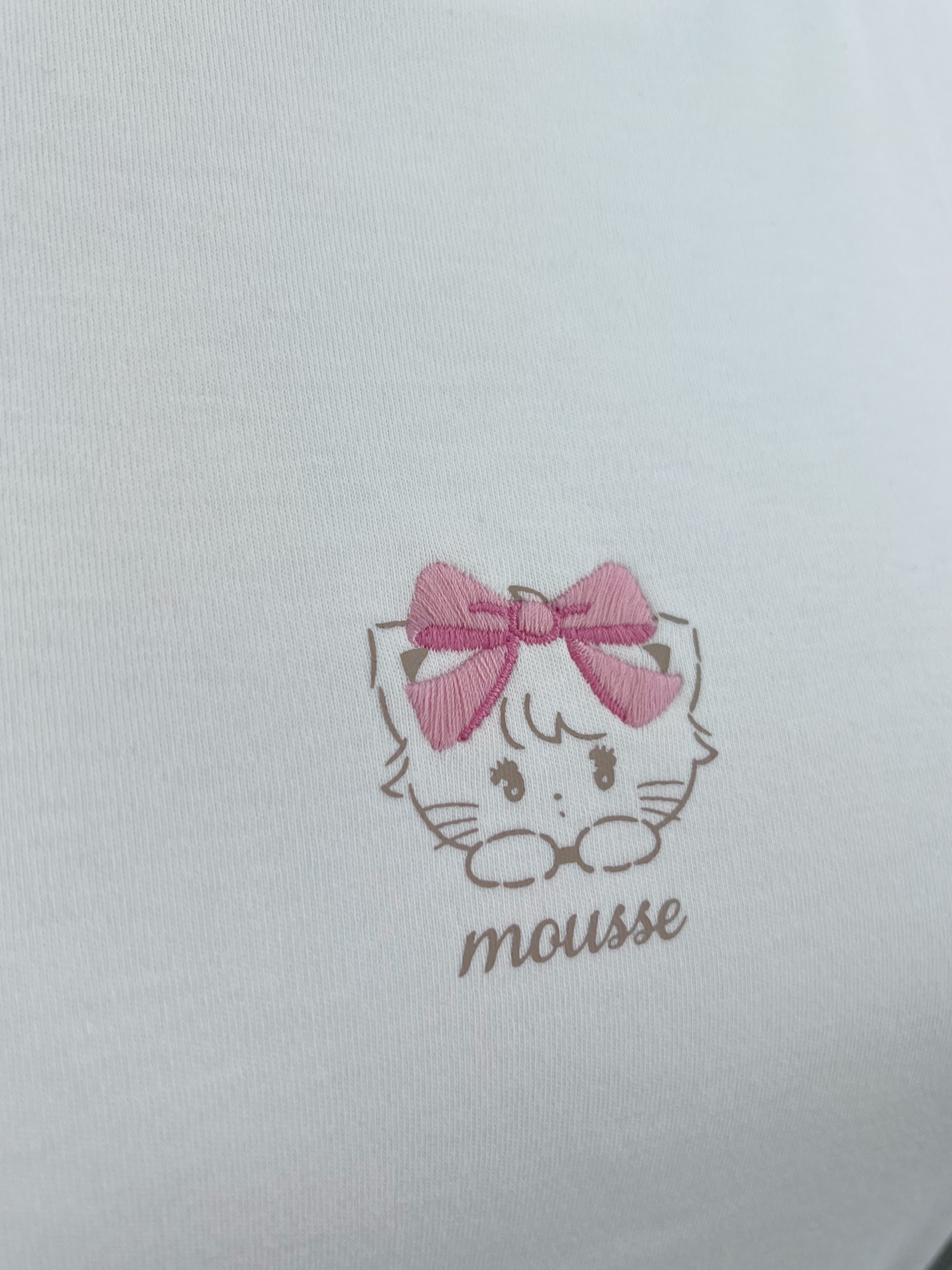 mikko Lil ala mode Embroidery Bow T-Shirt (White)