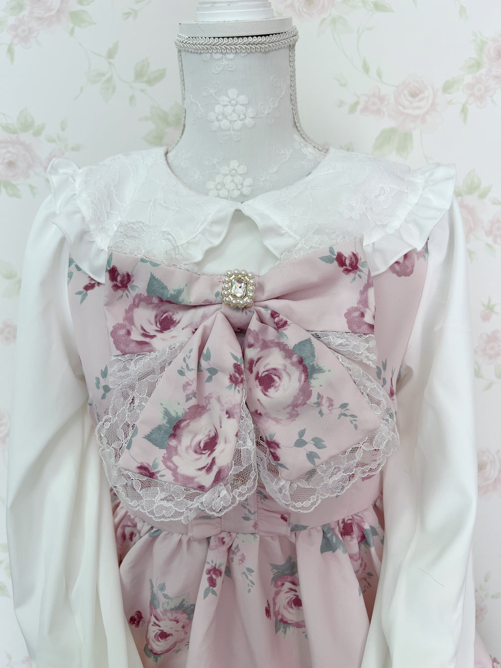 majoretty Floral Lace Collar Dress (Pink)
