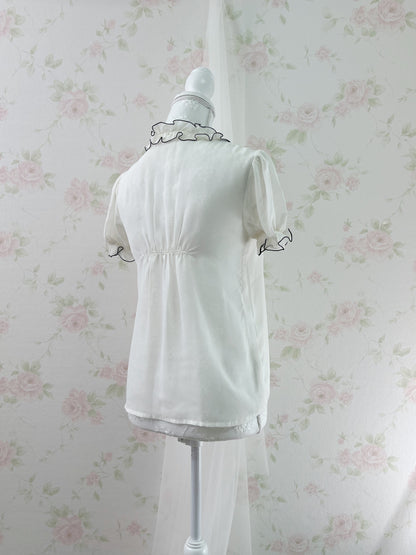 L’EST ROSE Classical Chiffon Blouse (Black X White)