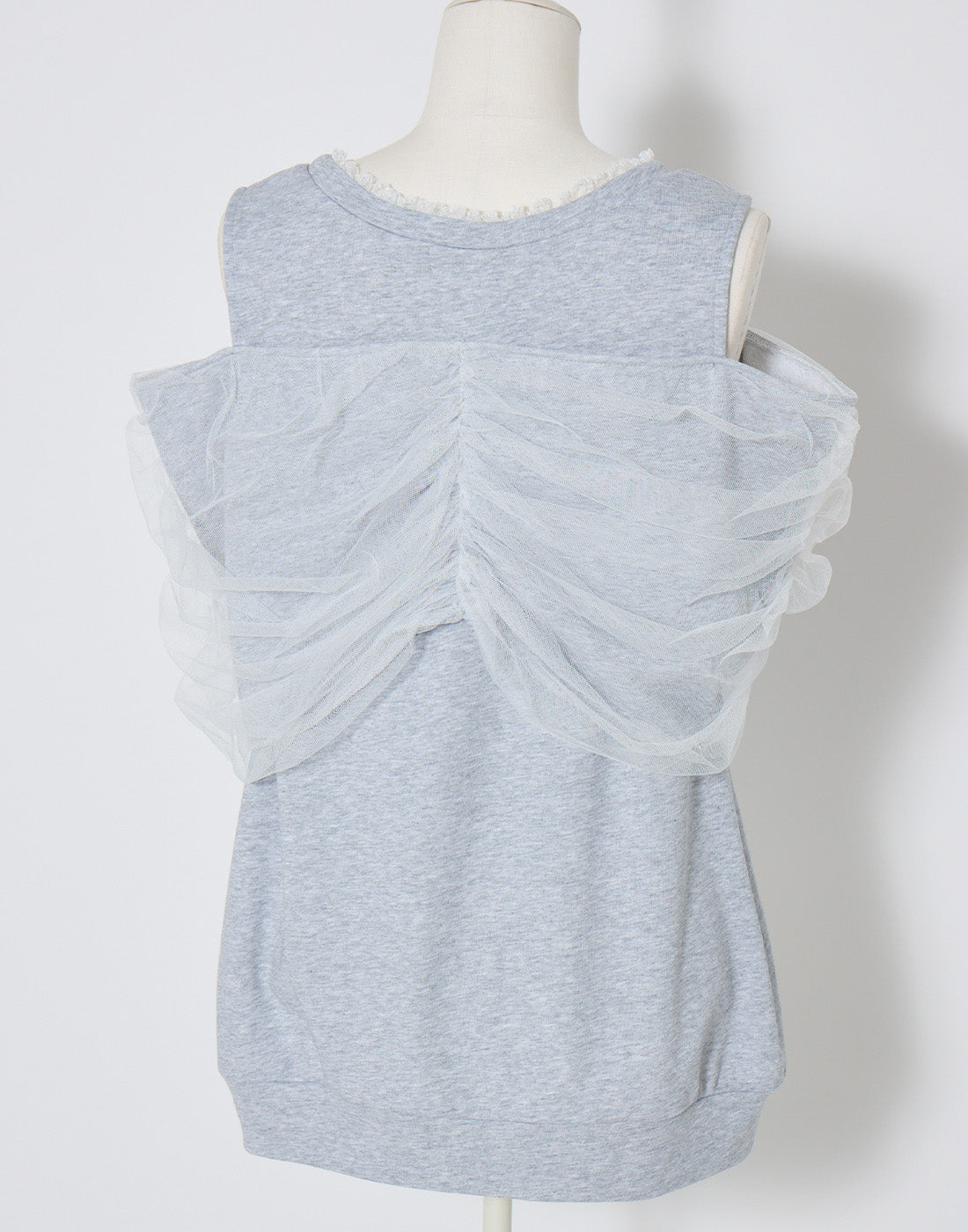 mellfy memory Tulle Ribbon Shoulder Sweat Tunic