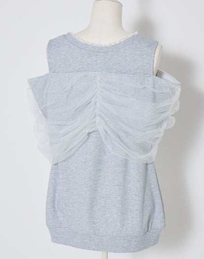 mellfy memory Tulle Ribbon Shoulder Sweat Tunic