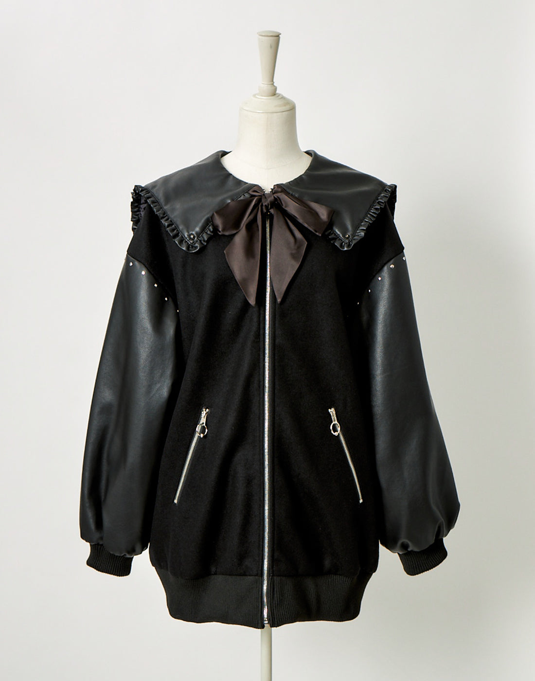 Sailor collar girls stadium jacket