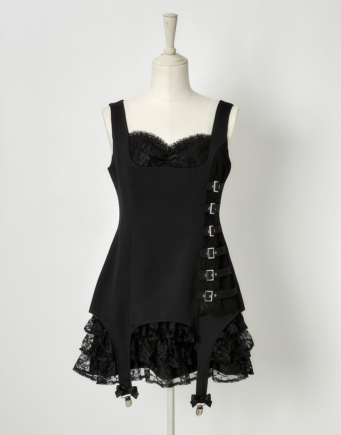 Buckle belt garter dress