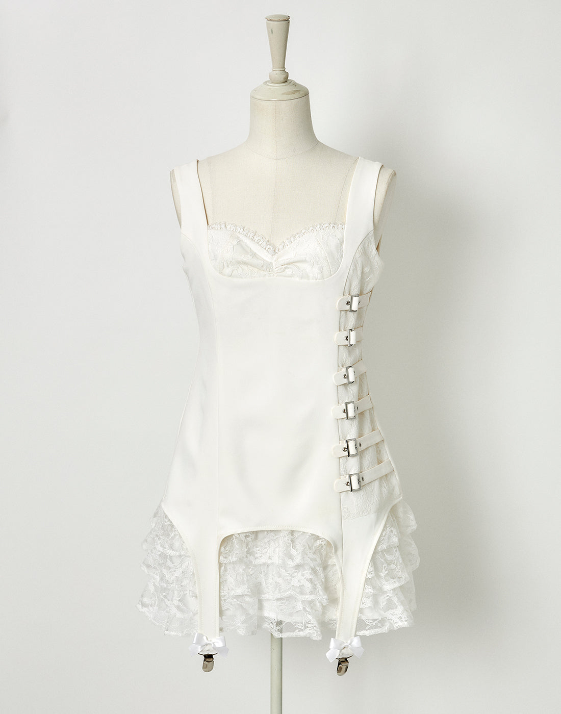 Buckle belt garter dress