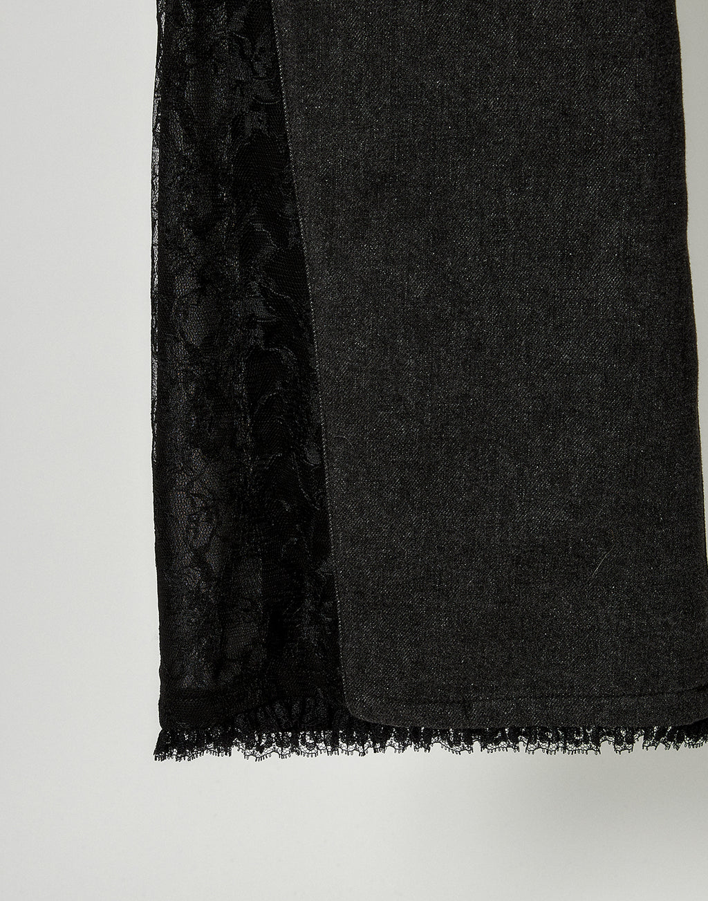 Lacy garter wide denim pants