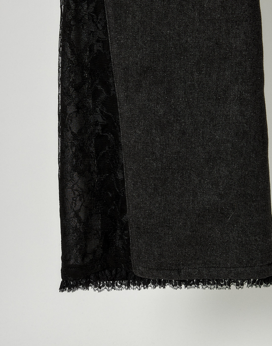 Lacy garter wide denim pants