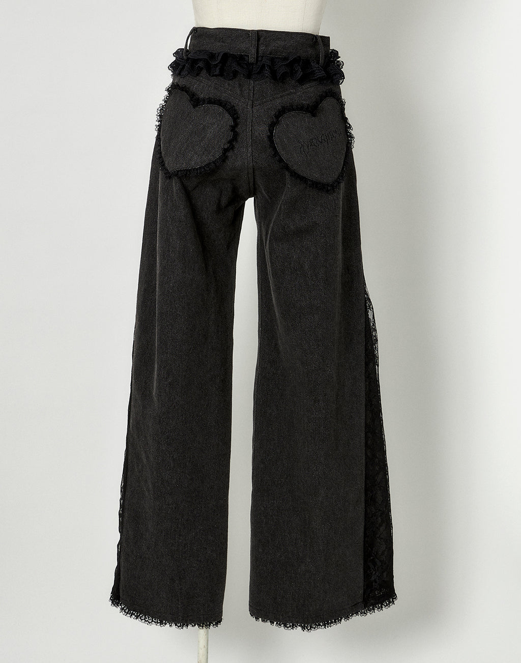 Lacy garter wide denim pants