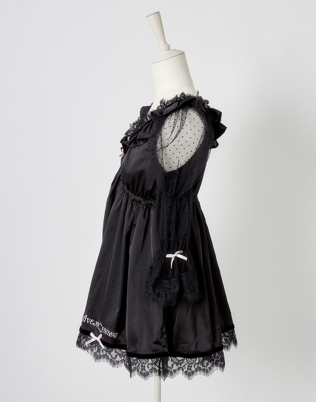 AVENCHUMU Dot tulle & ribbon satin babydoll