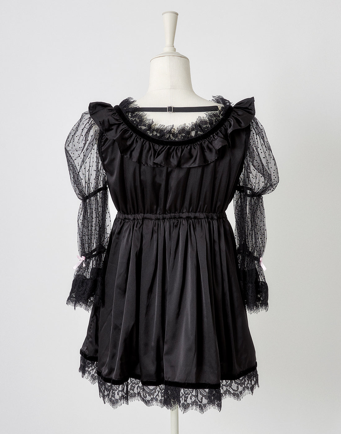 AVENCHUMU Dot tulle & ribbon satin babydoll