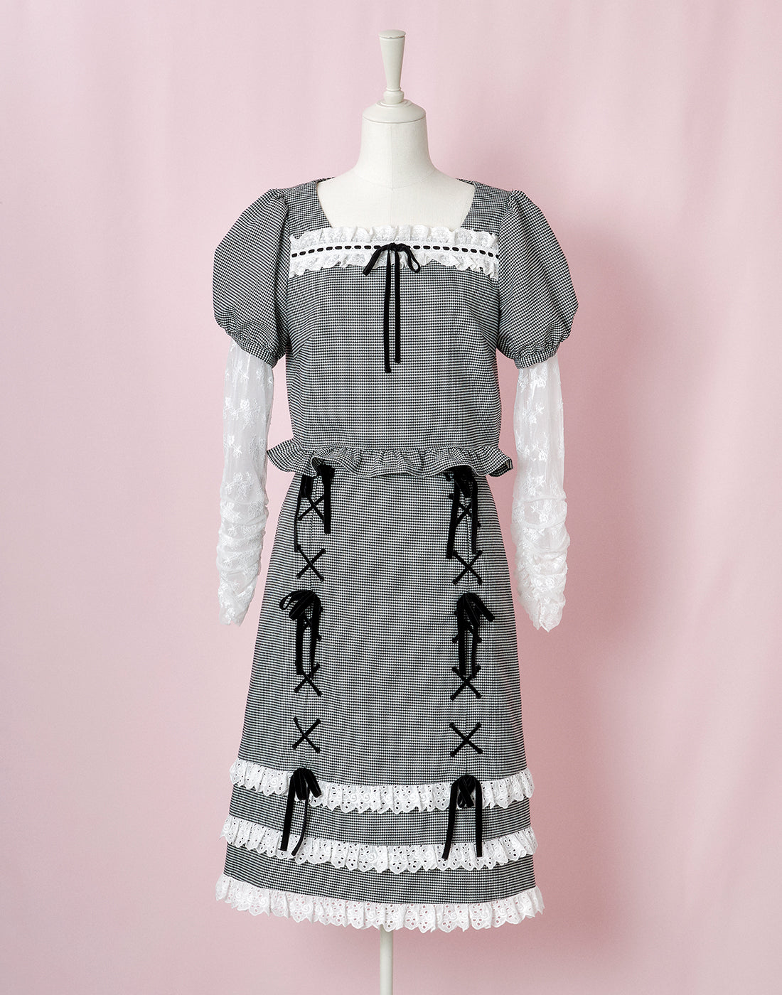 mellfy memory Like a doll classic check tight Skirt