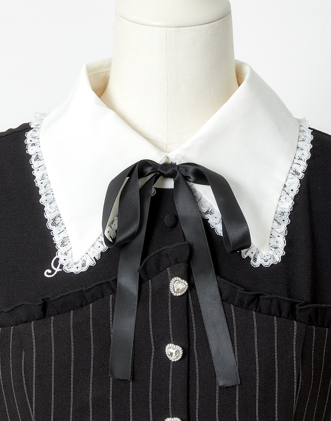 <Deliver in Late September> AVENCHUMU Stripe ruffle frill corset balloon one piece