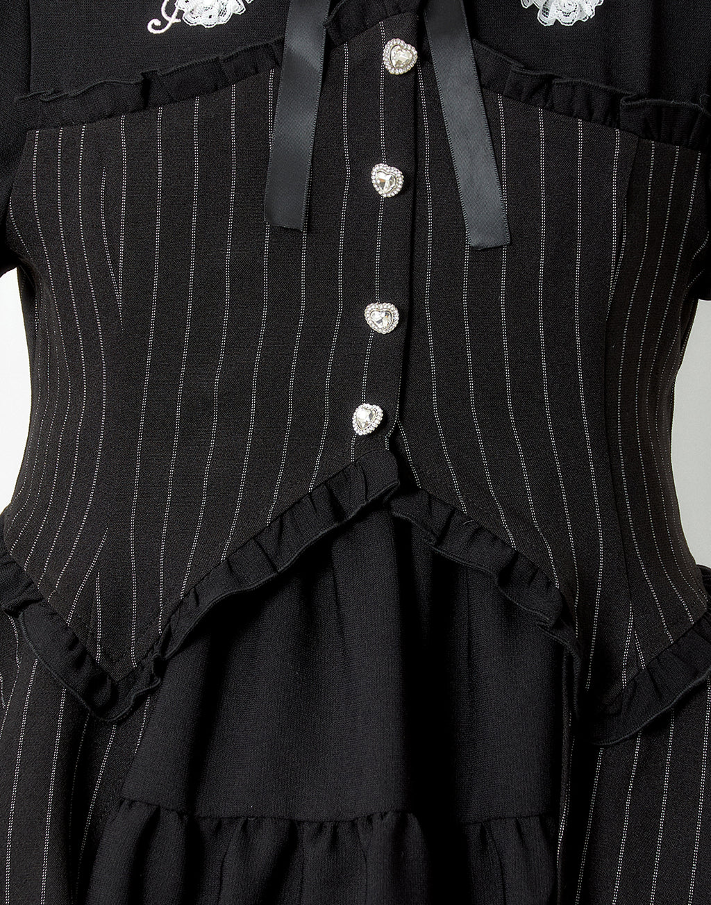 <Deliver in Late September> AVENCHUMU Stripe ruffle frill corset balloon one piece