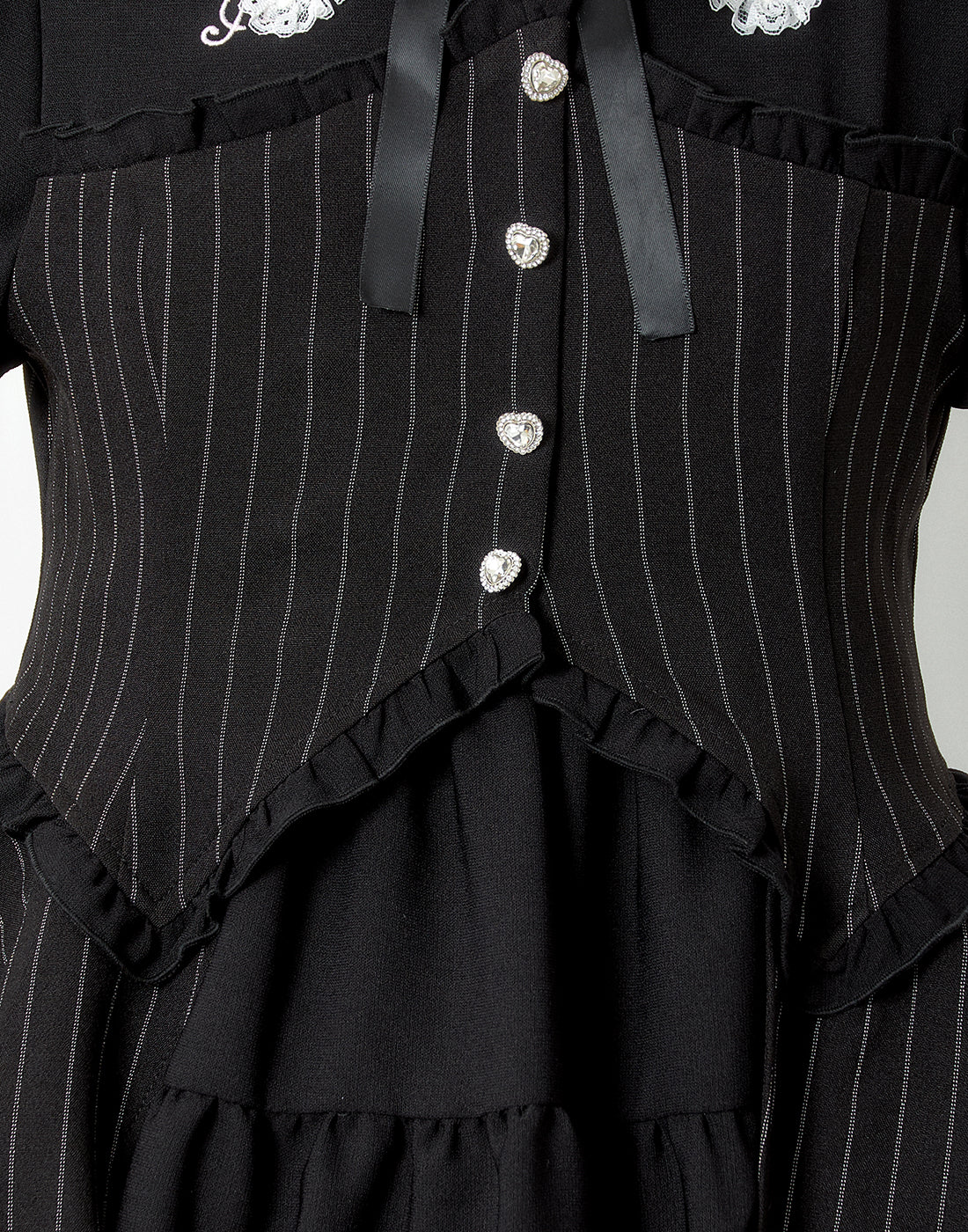<Deliver in Late September> AVENCHUMU Stripe ruffle frill corset balloon one piece