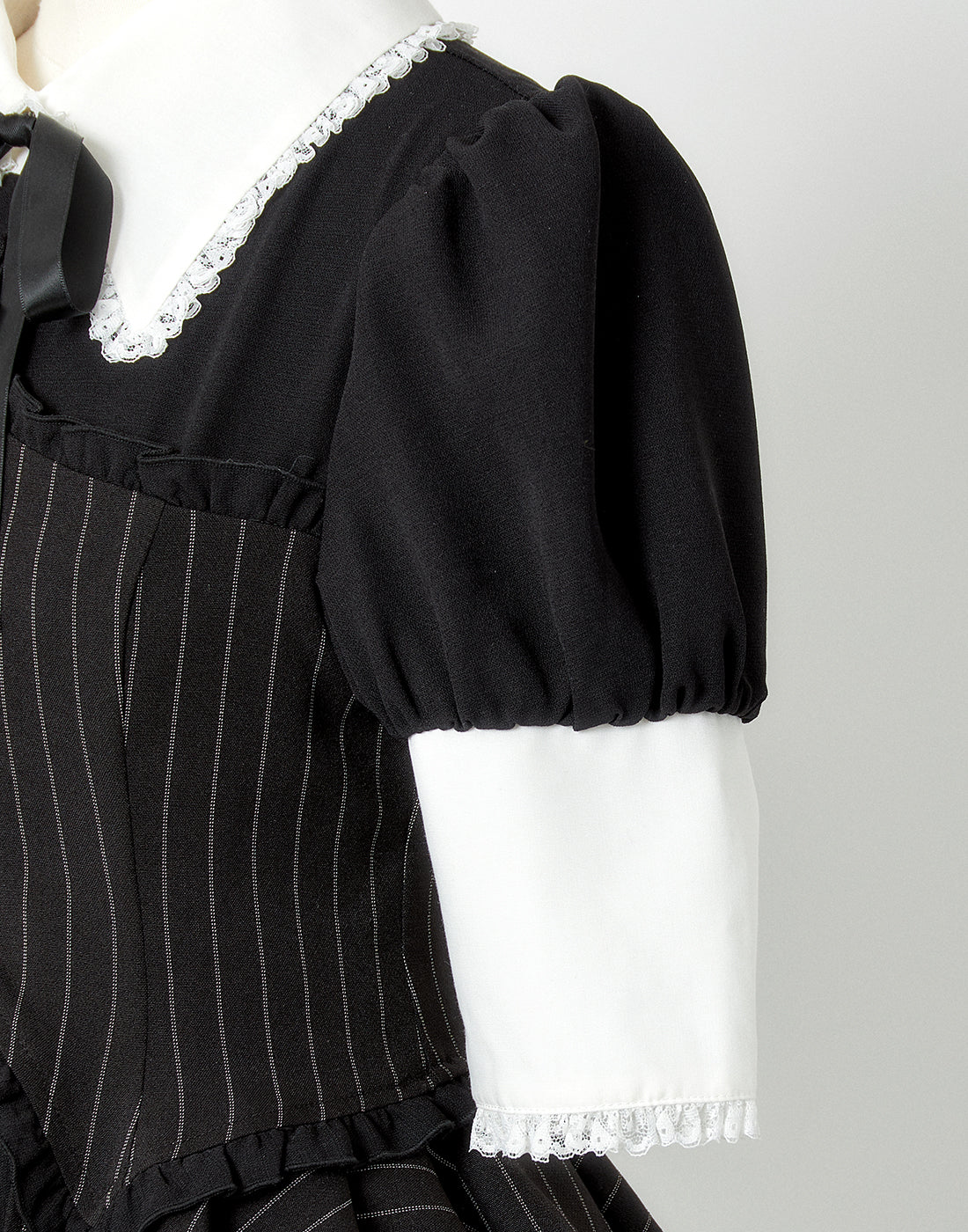 <Deliver in Late September> AVENCHUMU Stripe ruffle frill corset balloon one piece