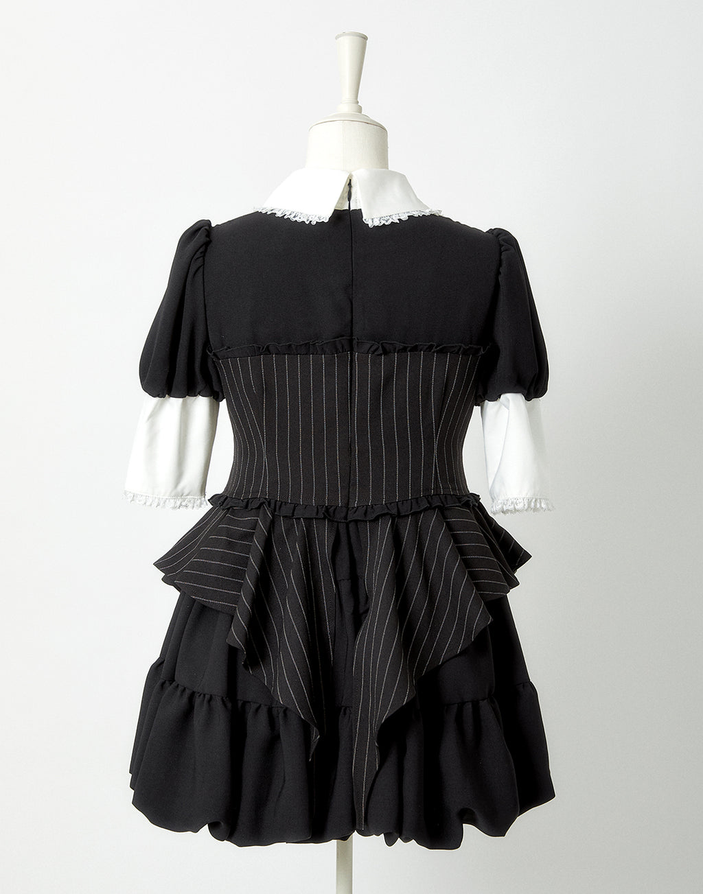 <Deliver in Late September> AVENCHUMU Stripe ruffle frill corset balloon one piece