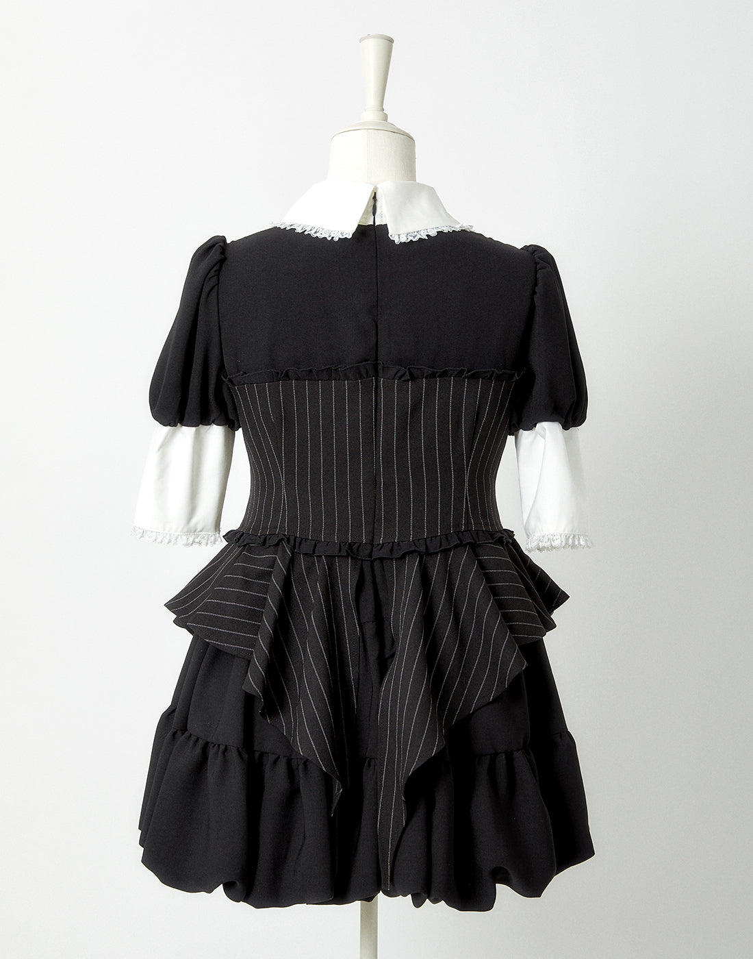 <Deliver in Late September> AVENCHUMU Stripe ruffle frill corset balloon one piece