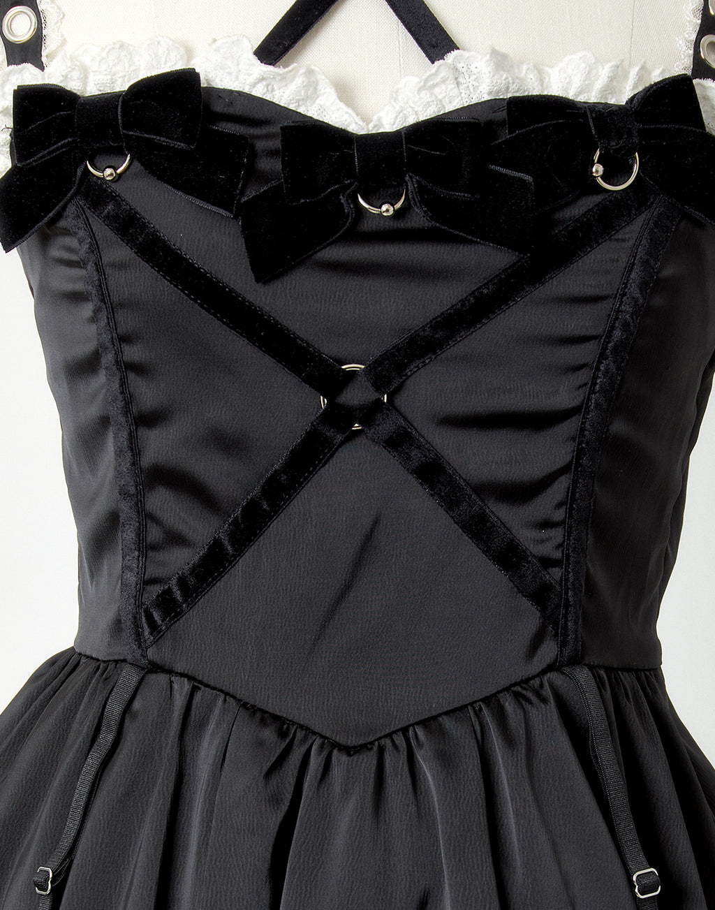 AVENCHUMU Back ruffle ribbon harness one piece